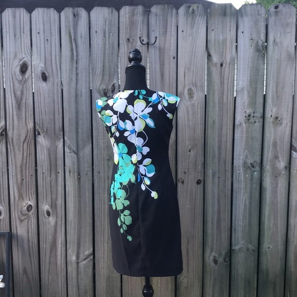New York & Co Black Floral Sheath Dress - Size 2 - Picture 2 of 5